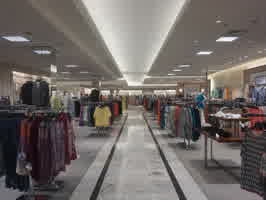 A clothes aisle in the Oak View Mall Dillards