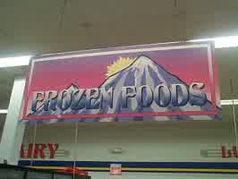 The 'Frozen Foods' sign in Food Pride